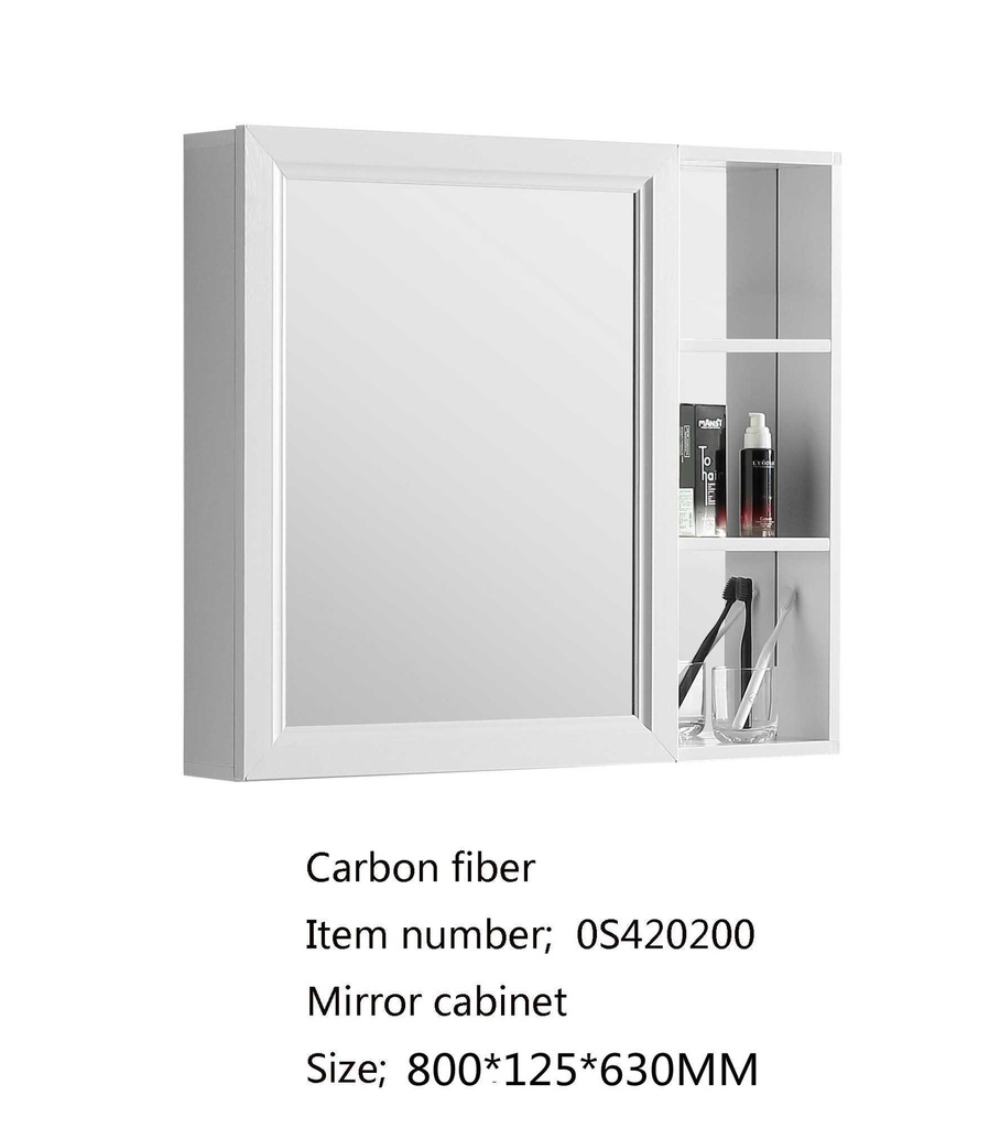 مراية كبينة OS420200 كاربون فيبر لون أبيض مقاس 80*63 سم