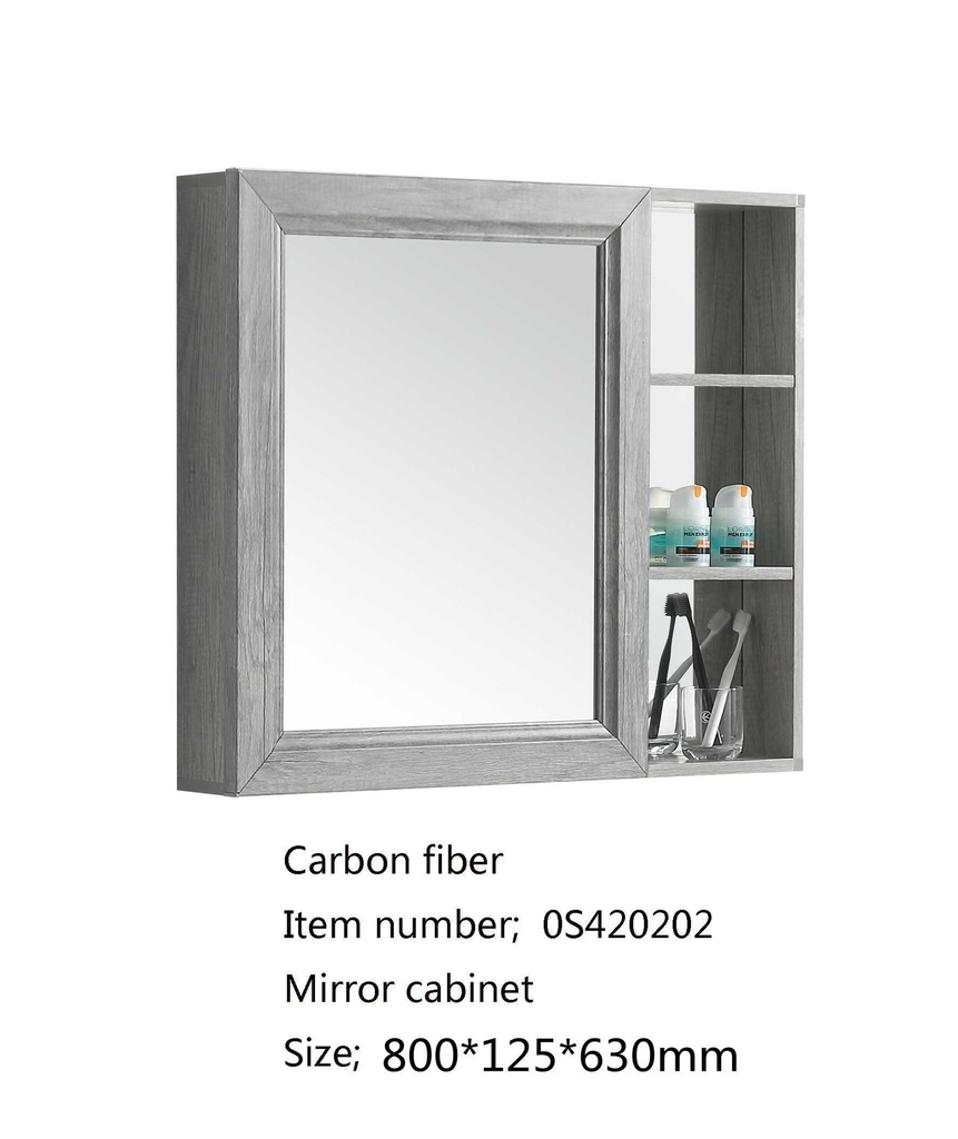 مراية كبينة OS420202 كاربون فيبر لون رمادي مقاس 80*63 سم