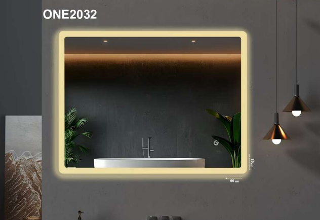 مراية ليد ONE2032 صيني اطار رملي 3  لون 60*80 سم مستطيل اتجاهين  