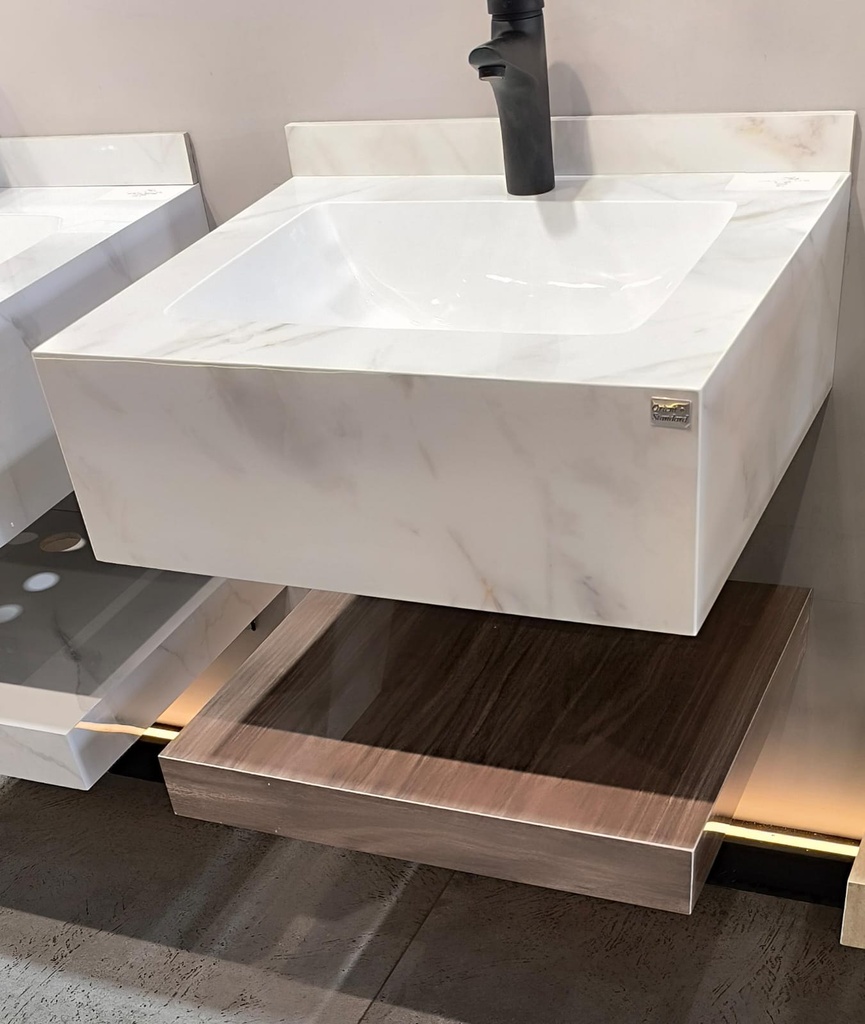 مغسلة بورسلان حوض ليزر OS151 صيني ابيض ذهبي مرخم 60 سم 