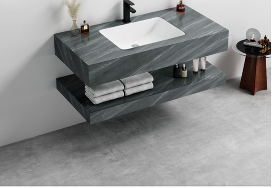 مغسلة بورسلان حوض ليزر OS154 صيني رمادي غامق رخامي 80 سم 