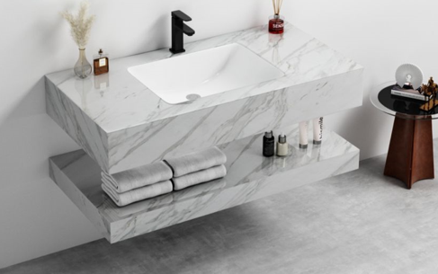 مغسلة بورسلان حوض ليزر OS156 صيني ابيض رخامي 80 سم  