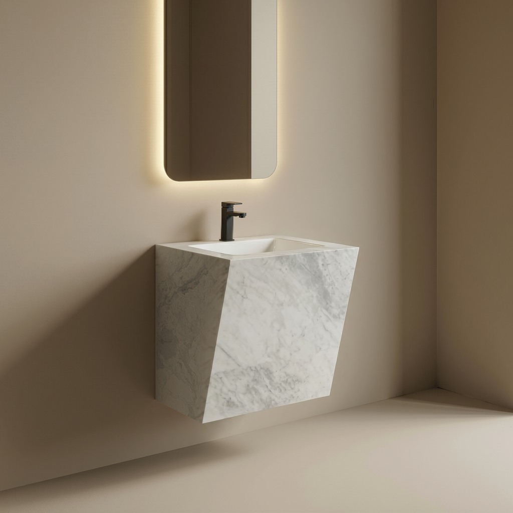 مغسلة بورسلان حوض سيراميك سيملس OS159 صيني ابيض رخامي 50سم 