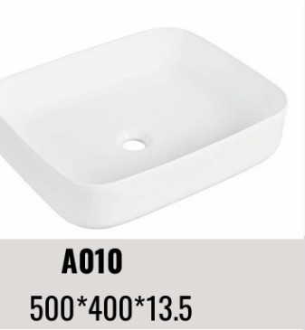 حوض مغسلة ديكور مربع ابيض  A010 مقاس 50*40*13.50 سم 