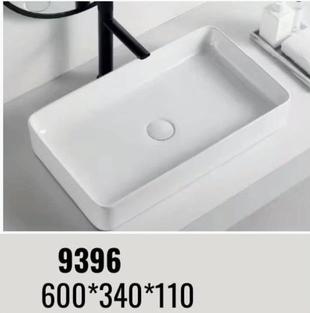 حوض مغسلة ديكور مربع ابيض  9396 مقاس 60*34*11 سم 