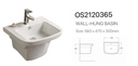 مغسلة سيراميك تعليق OS2120365 صيني ORIENT STANDARD ابيض مربع 56*47*30 سم
